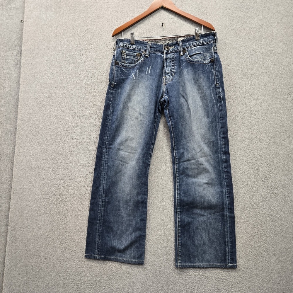 Guess Jeans Men Jeans 33X32 Blue Denim MB17 32 Rebel Low Rise Straight Grunge